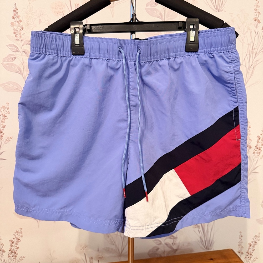 Tommy Hilfiger Slim Fit Light Blue Swim Trunks Size L